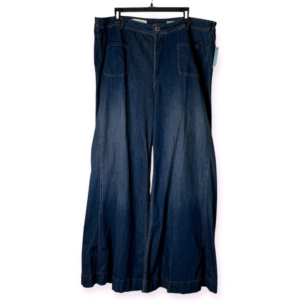 Pilcro and the Letterpress Dark Blue Wide-Leg Jeans